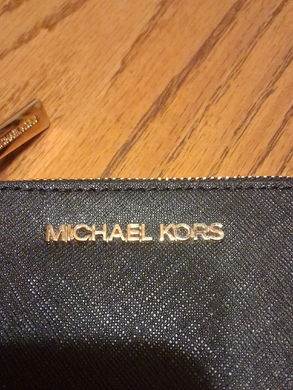 Michael Kors Black Leather Zip Card Pouch with Keyring
